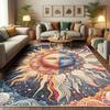 Sun and Moon Decorative Rug,Modern Esoteric Celestial Lunar Motif with Boho Paisley Details, Quality Carpet for Bedroom Dorm and