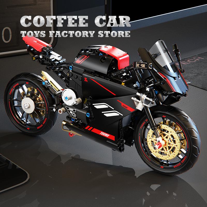 Non-Toxic High-Tech Motorcycle Building Blocks New Mecha Motorbike Moc Bricks 3D Model Kits Children Kids Educational Toys Adult Birthday Gift
