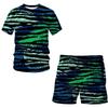 Wunsch neues europäisches und amerikanisches abstraktes Muster Herren Sommer Neu Strand 3D Digitaldruck T-Shirt Shorts Set