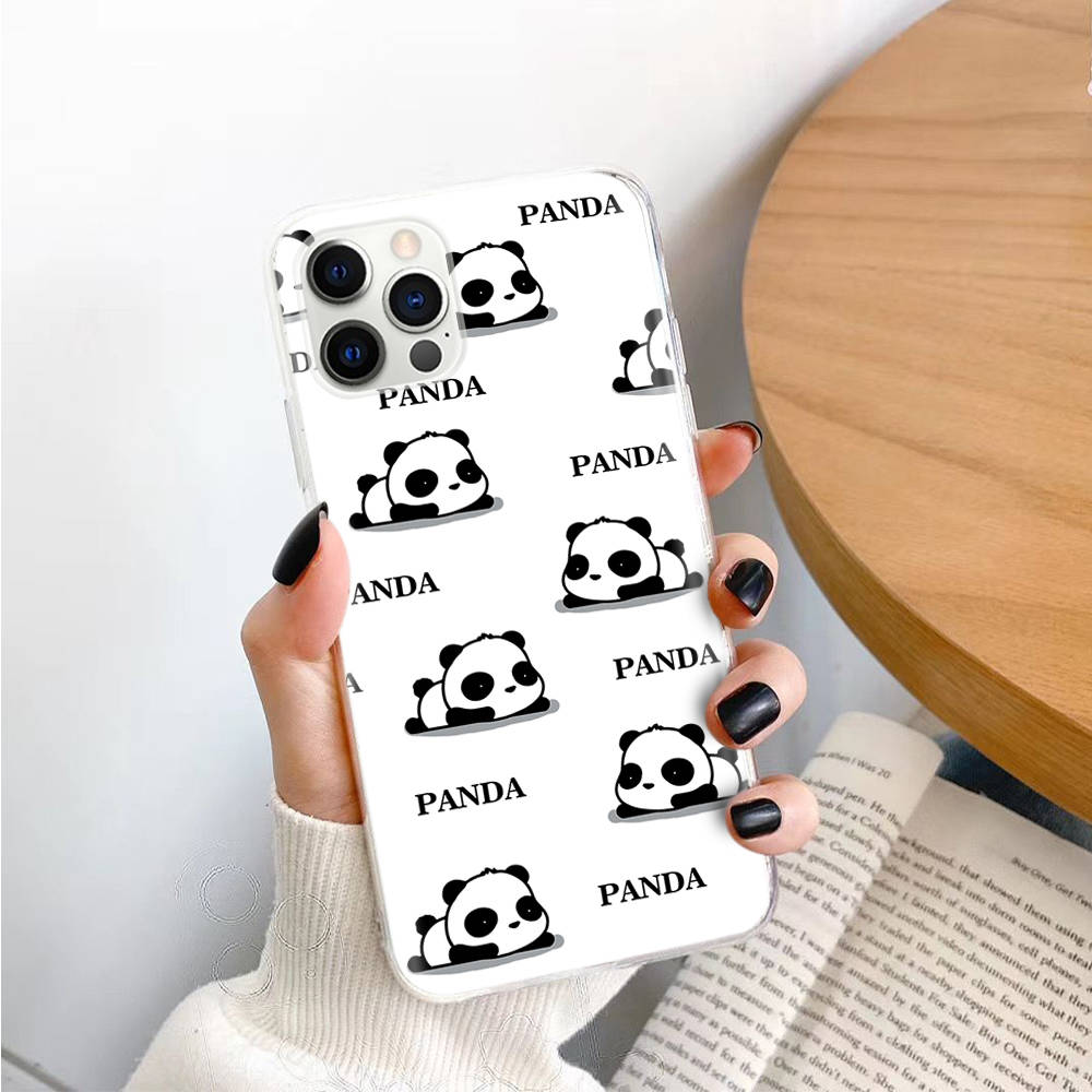 Panda Cartoon TPU Hülle für iPhone XR 7 8 14 15 11 12 13 X XS Pro Max Xiaomi Redmi 13C Hinweis 9 Samsung A22 S23 S24 Ultra Plus VIVO