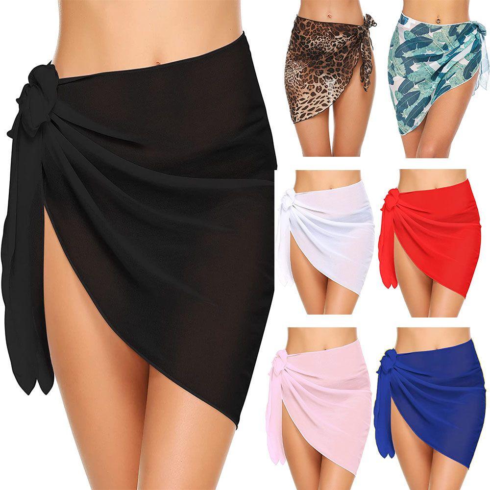 

Шарф Тонкий однотонный пляжный халат Юбка Женская короткая юбка-фартук Бикини Накидки Купальник Накидки розовый