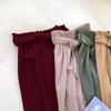 Women Autumn Pants Leg Wide Casual High Waist Pants With Bow Belt New Pleated Pant Trousers Femme