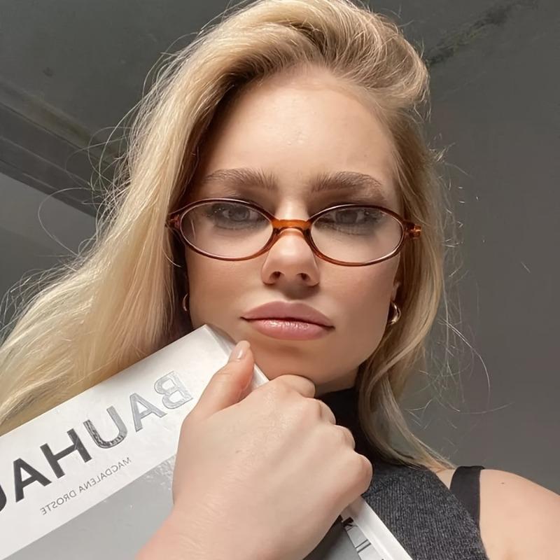 3PCS Ladies' Lightweight Oval Cute Korean Style Flat Lens Glasses Fashionable Flat Lens Glasses Suitable for Daily Wear