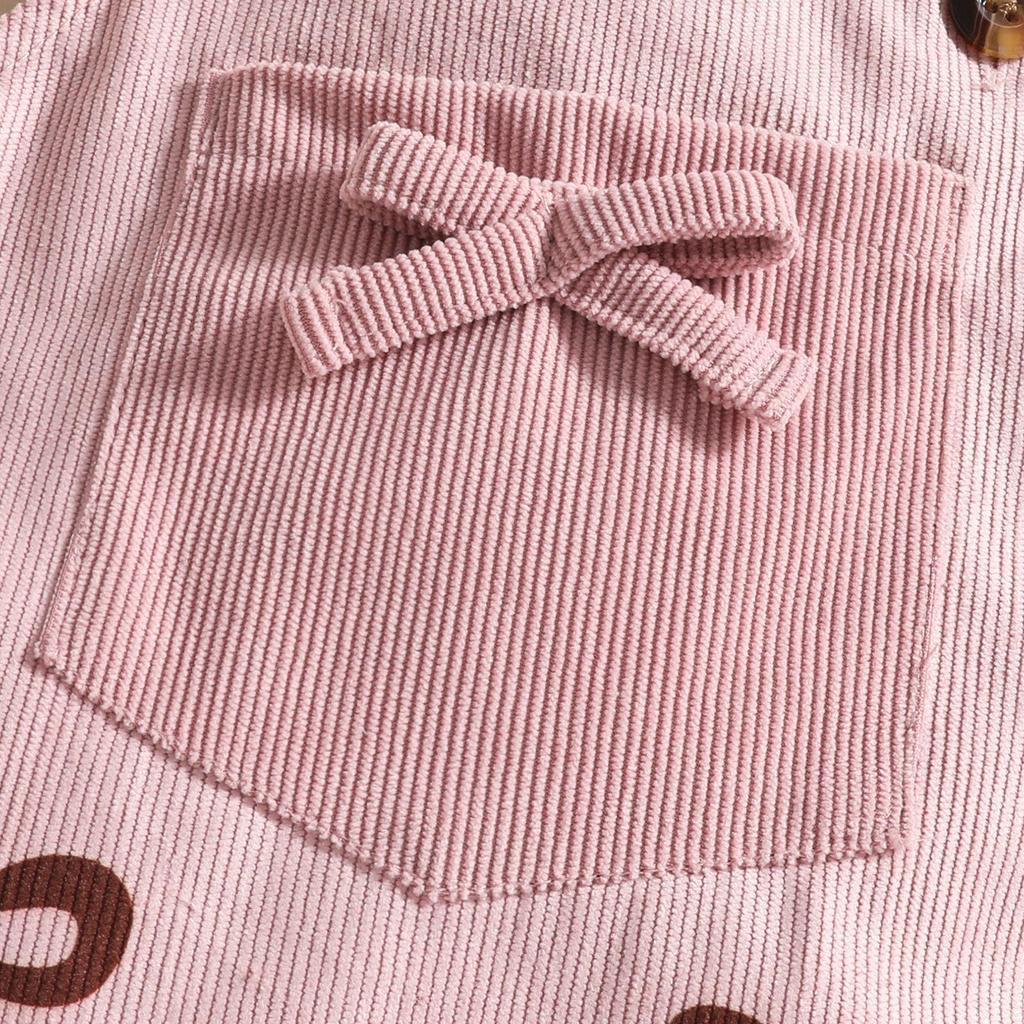 2025 Europe Autumn/Winter Cute Toddler Skirt Set: Flutter Sleeve Romper & Long Sleeve Printed Overalls