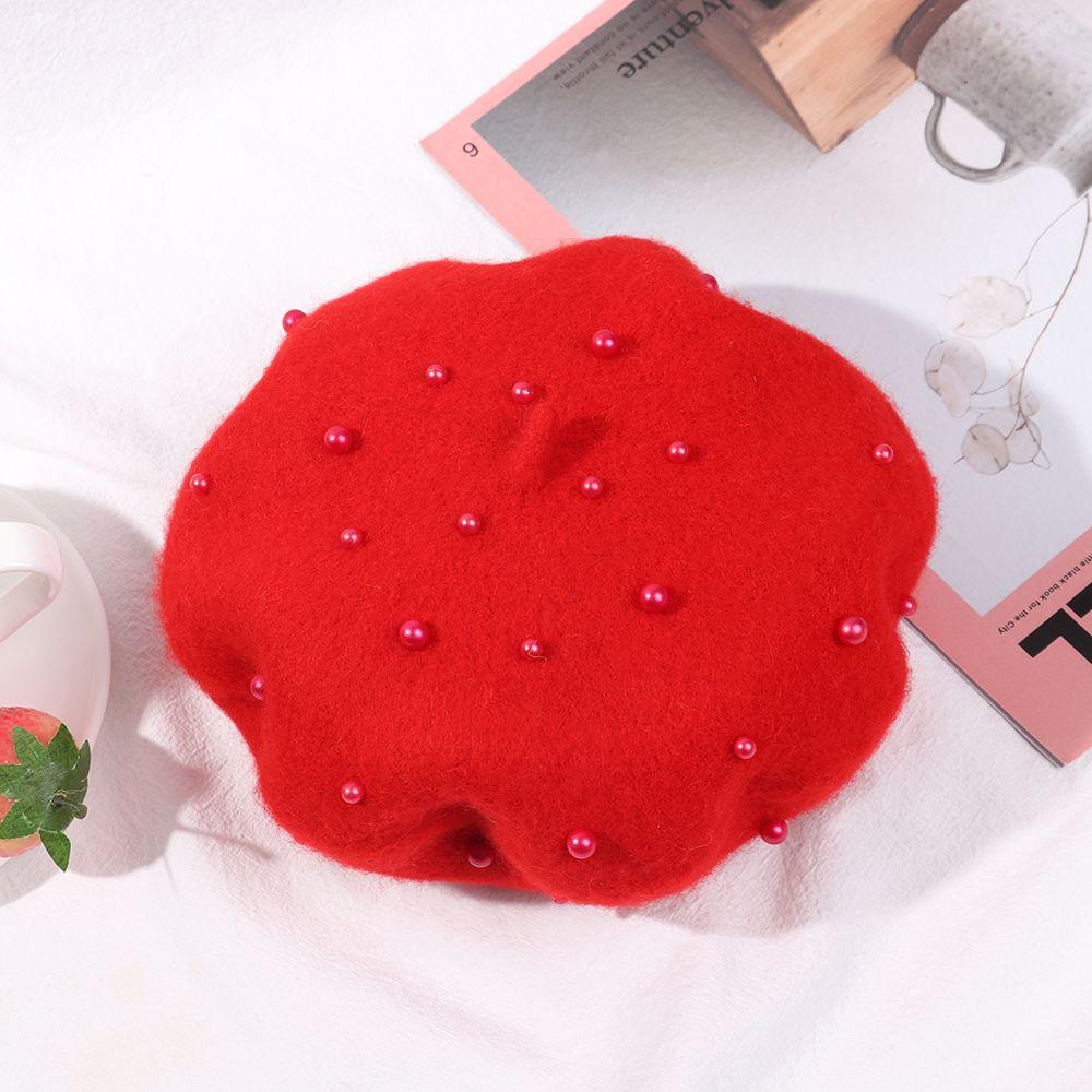 Barnetilbehør Varm Perlebesatt Hodeplagg Barnehatter Jentehatter Beretthatt