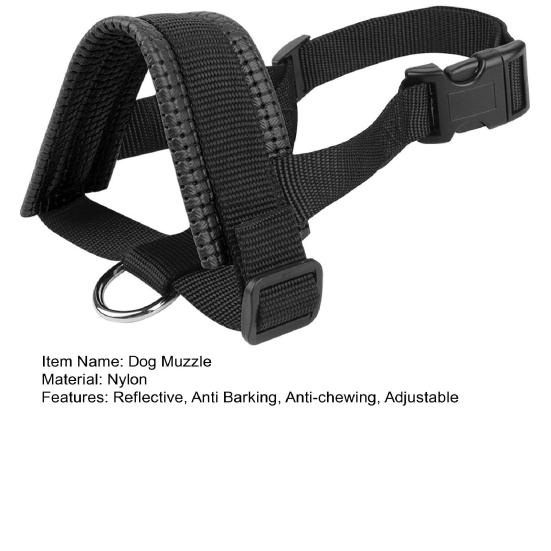 Hundemunnkurv Justerbar Løkke Nylon Munnkurv Pustende Anti-bjeffing Biting Tygging Munnkurv med Reflekterende Stropper for Liten Medium Stor Hund