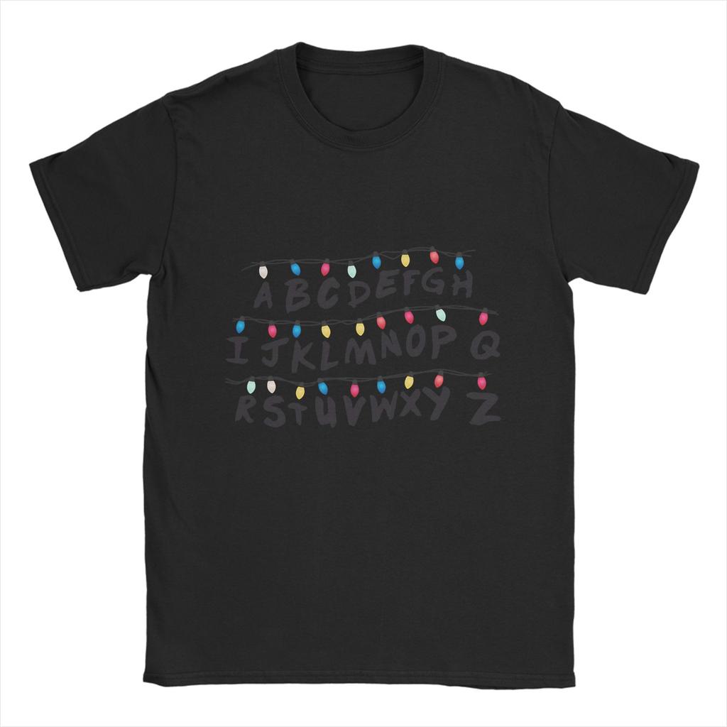 Stranger Lights Mens T Shirt Funny Tee Shirt Short Sleeve Crew Neck TShirts Pure Cotton Original Tops