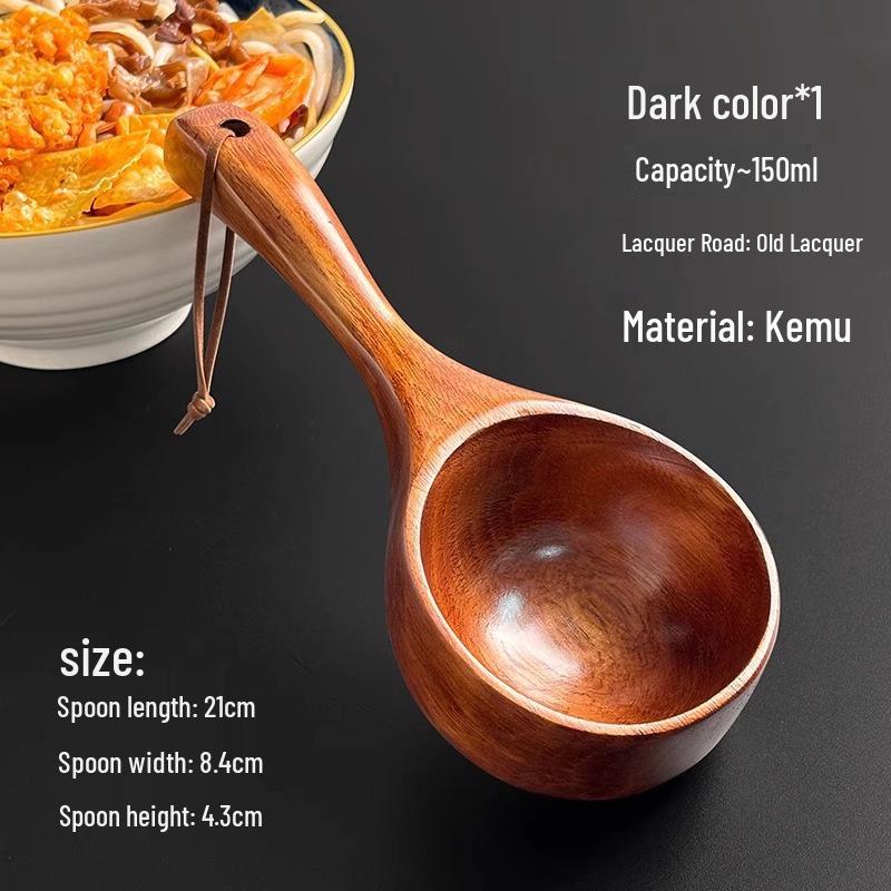 

Japanese Wooden Ramen Spoon - Internet Celebrity-Style Long Handle Ladle for Eating Snail Rice Noodles and Soup