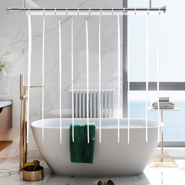 AIMOONSA Rideau de douche transparent PEVA 180 x 200 cm - œillets inox, aimants pondérés
