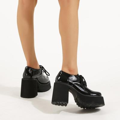 Lakovaná kůže Robustní Oxfords Dámské Lodičky na platformě Lodičky Pohodlné Bílé Dcera Školní Boty na večírek Velké velikosti