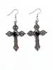 Popular Oversized Rhinestone Cross Earrings - Silver Tone Gothic Punk Fashion