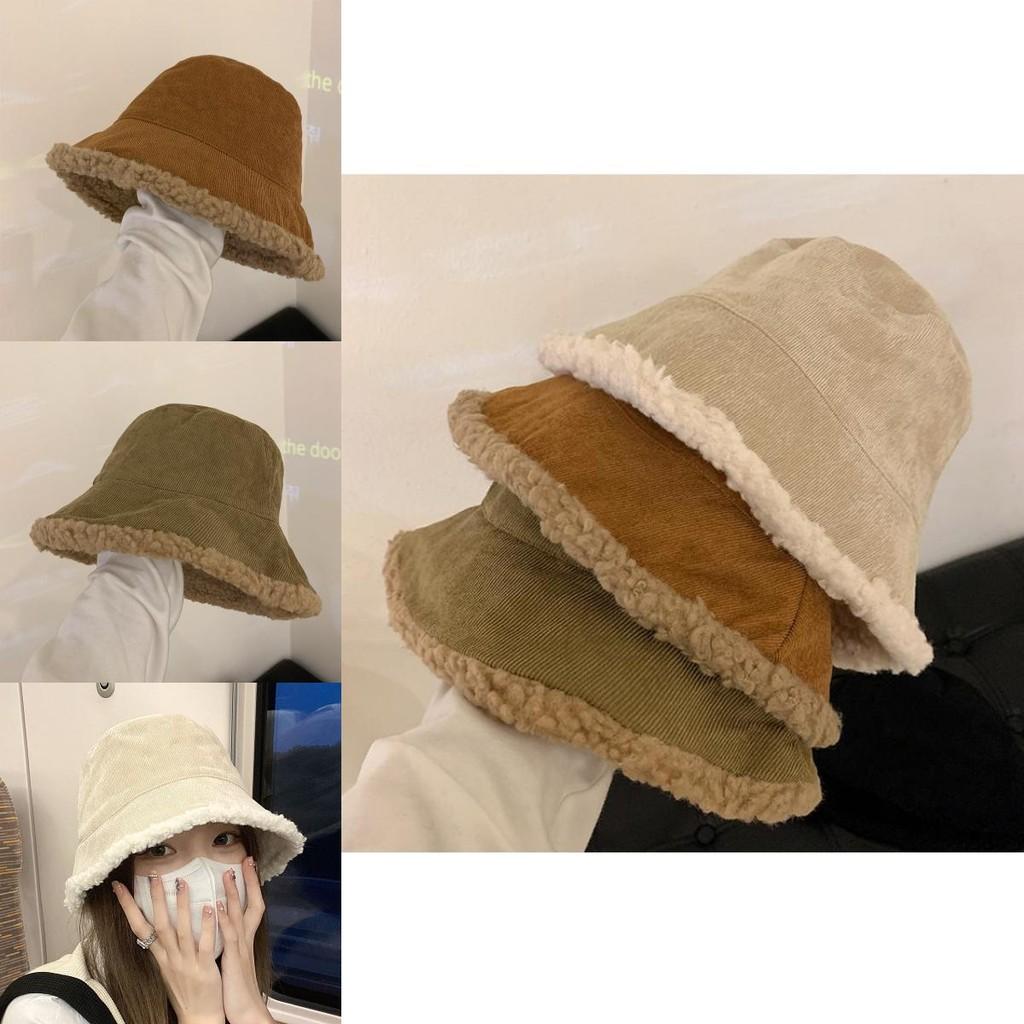 Fashionable Chic Lamb Wool Bucket Hat For Women 2022 Winter Trendy Warm Fisherman Hat