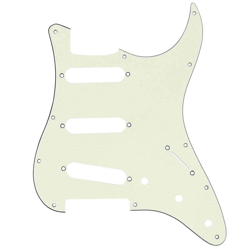 Musiclily Pro 1972 11-Hole Stratocaster Pickguard, Made In Japan for Fender Japan Strat Electric Guitar, Ivory Mint, 3-Piece Set
