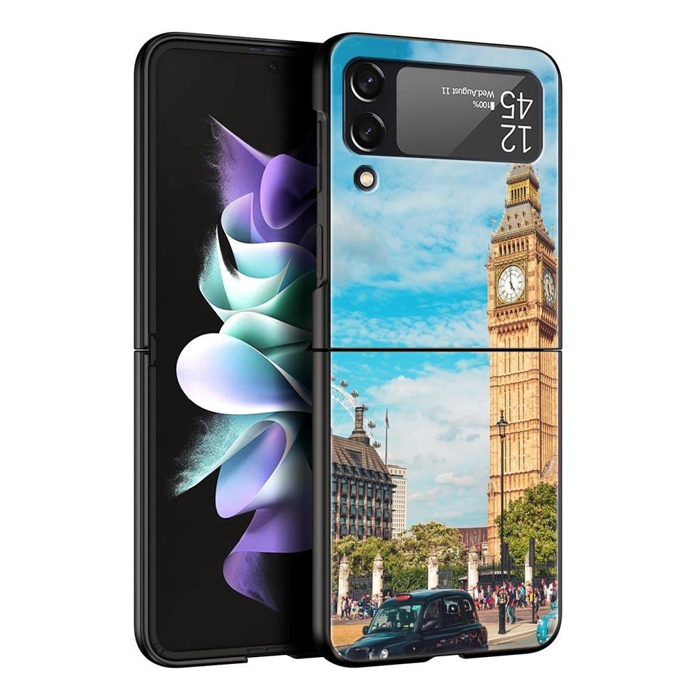 Phone Case for Samsung Galaxy Z Flip 3 4 5 6 Folding Black Shell National Flag RU FR UK For Samsung Z Flip4 Flip5 PC Hard Cover