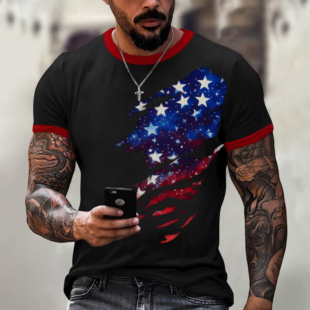 Summer Men's Popular T-shirt Printed Round Neck Short Sleeve T-shirt