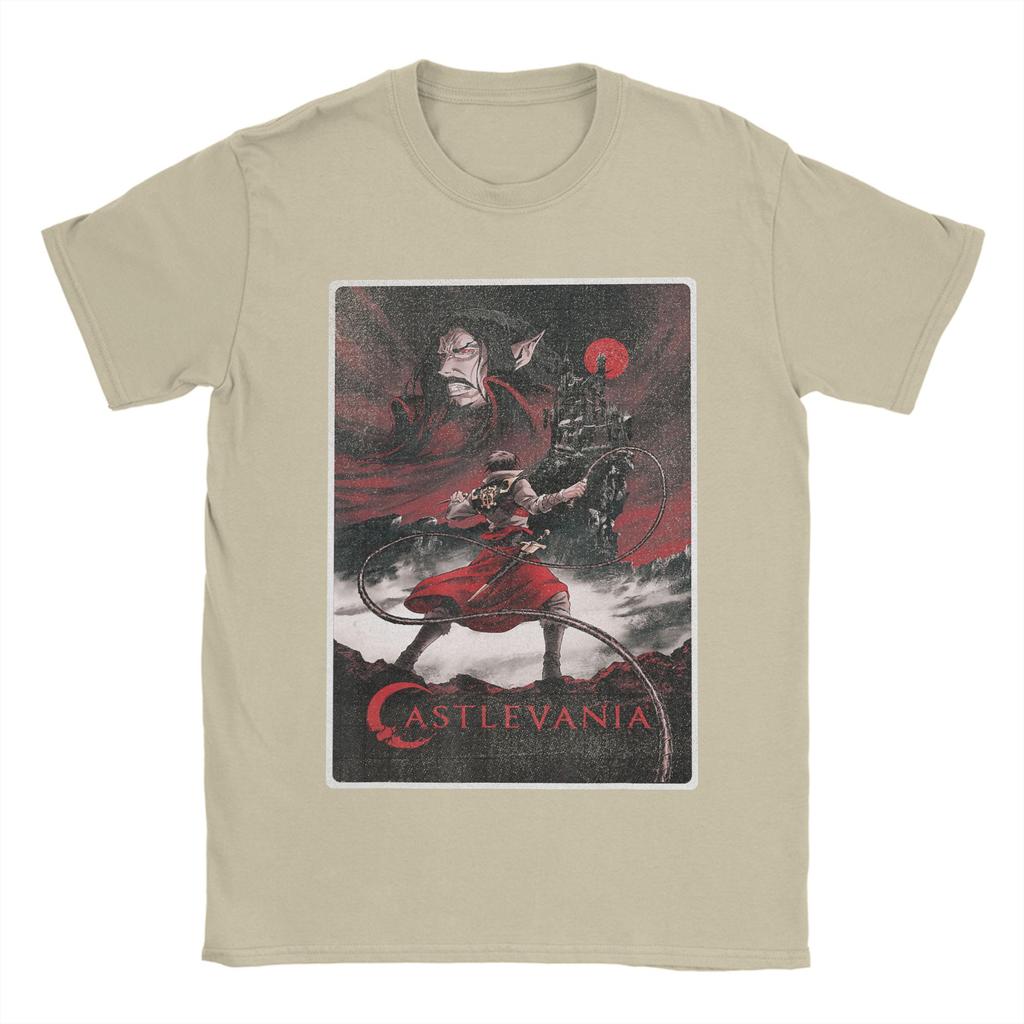 Vintage Castlevania Character Panels TShirts Men Round Collar Pure Cotton T Shirts  Short Sleeve Tees Plus Size Tops