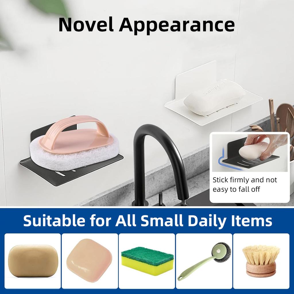 Wall Soap Dish Space Aluminum Soap Sponge Holder Without Drilling Shower Storage Organizer for Bathroom Kitchen Accessories