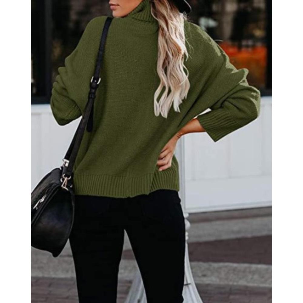 Damen Herbst- und Winter Langarm Rollkragen Locker Große Größe Pullover