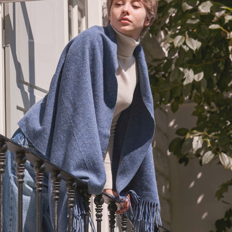 ABRAHAM MOON Merino Wool Shawl 70cm - Air Force