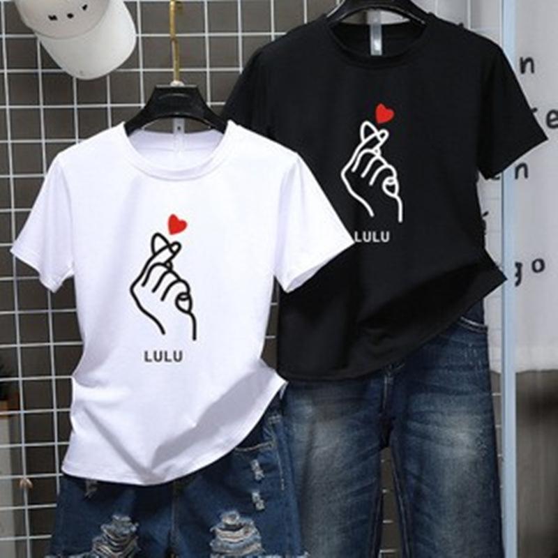 Casual cartoon new summer round neck short-sleeved women's T-shirt top loose couple student k874 #