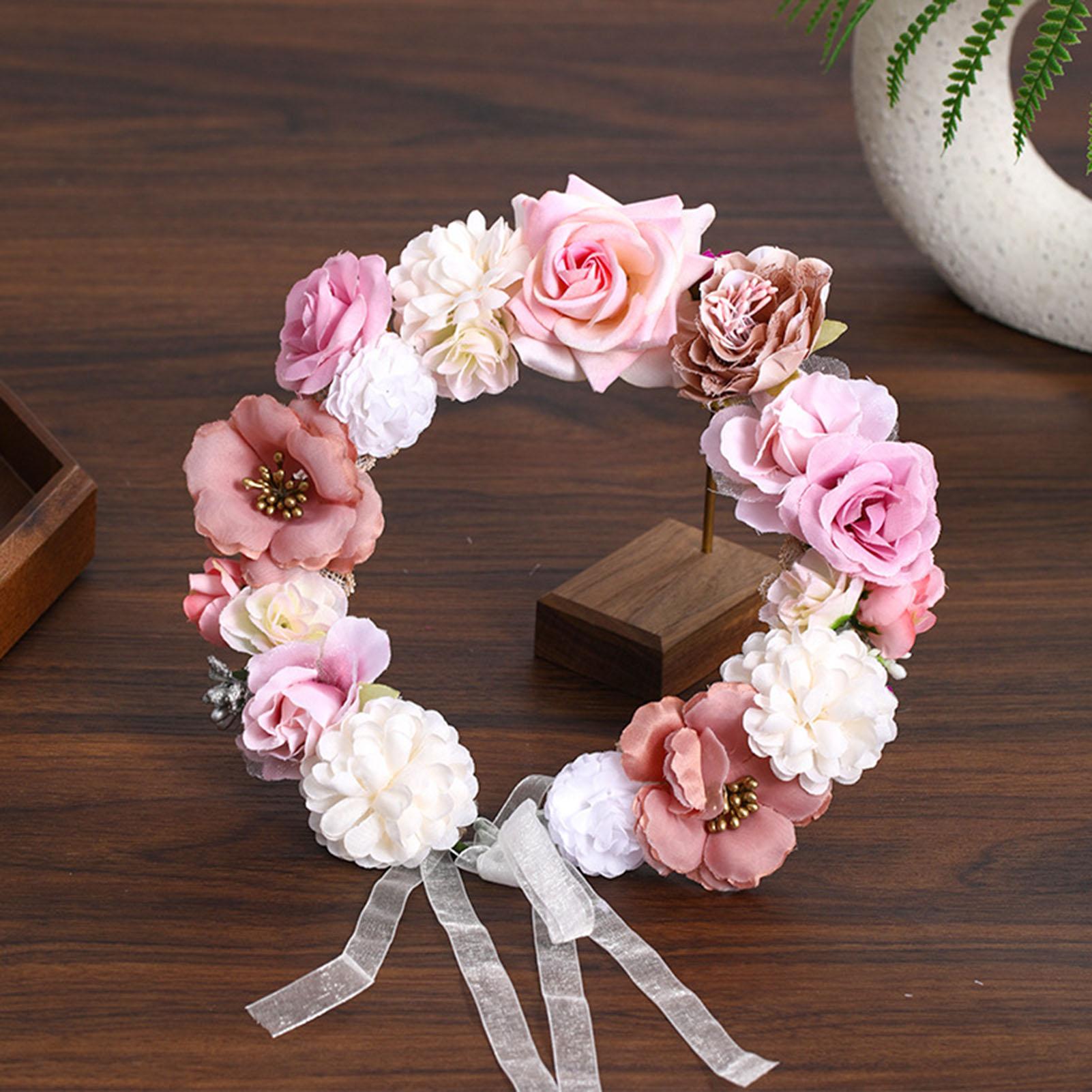 Flower Crown Wreath Bride Garland Bride Artificial Flower Wreath Wedding Garlands Hair Wreath Women Bride Flower Headbands