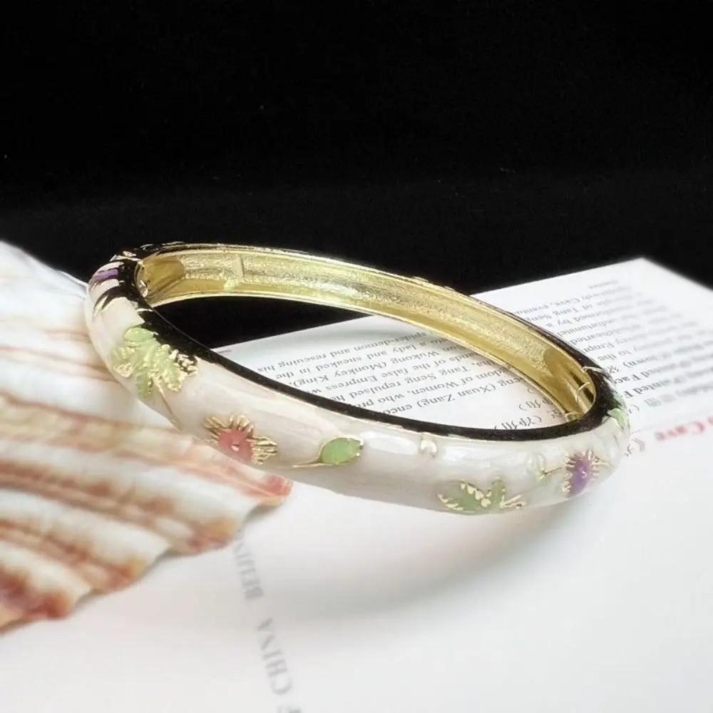 Emaille Chinesisches Cloisonné Armband Traditionelles Chinesisches Pfingstrosen Filigran Blume Armreif Klassisch Vintage Damen Handarmband