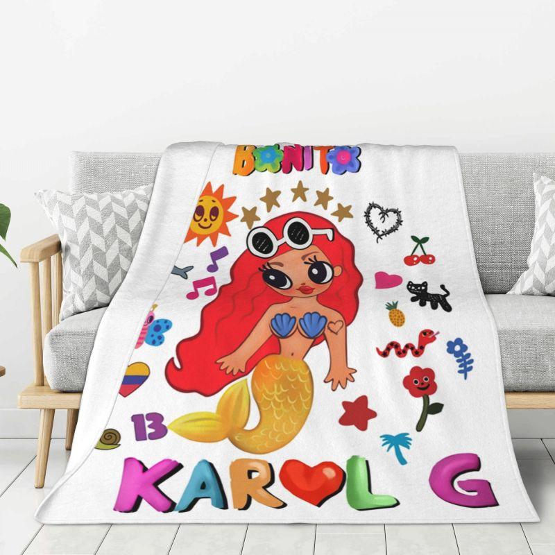 Custom Reggae Ainger Bichota Season Karol G Blankets Warm Flannel Throw Blanket for Bedding Travel Sofa