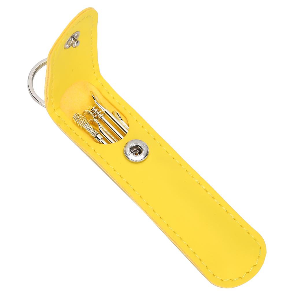 Portable Earwax Removal Cleaner Set U Shape Ear Spoon Spiral Ear Wax Cleaner Tools SetYellow