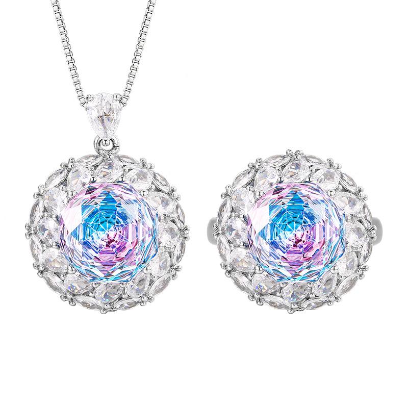 Jewelry Copper Bottom Gold Plated Millennial Cut Gradual Change Color Temperament Set Heroine Stone 12Mm