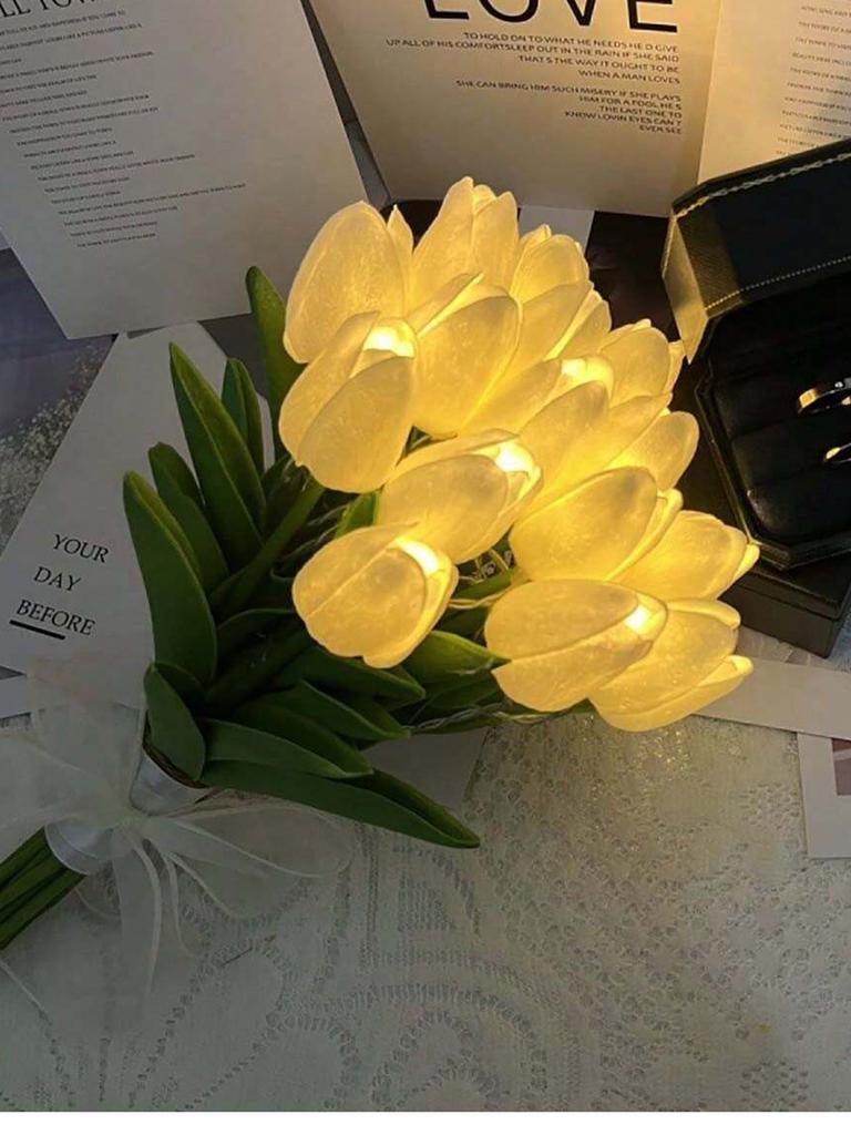 5/10pcs LED Tulips Artificial Flowers PU Tulip Fake Flower Bouquet Night Light for Home Garden Decoration Wedding Birthday Gift