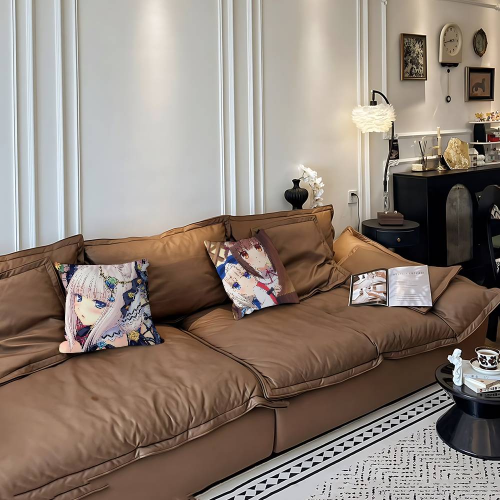 GAME-N-Nekopara-V-Vanilla Kissenbezug Abnehmbarer Waschbarer Kissenbezug – Ganzjahresweichleinen