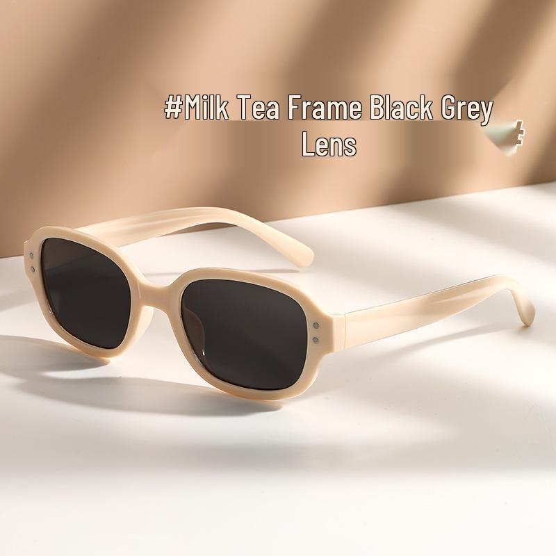 High-End Japanese Oval Sunglasses: Retro European/American Style for Women with Round Faces