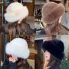 New Fluffy Fur Winter Hat Plush Thicken Bucket Hat Solid Color Cold Windproof Berets Chrismas Gifts