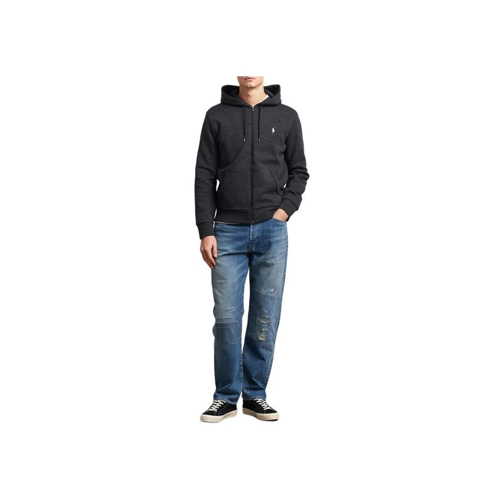 Polo Ralph Lauren Logo Hooded Zip-Up Long Sleeve Jacket Men jackets Black 710881517-052