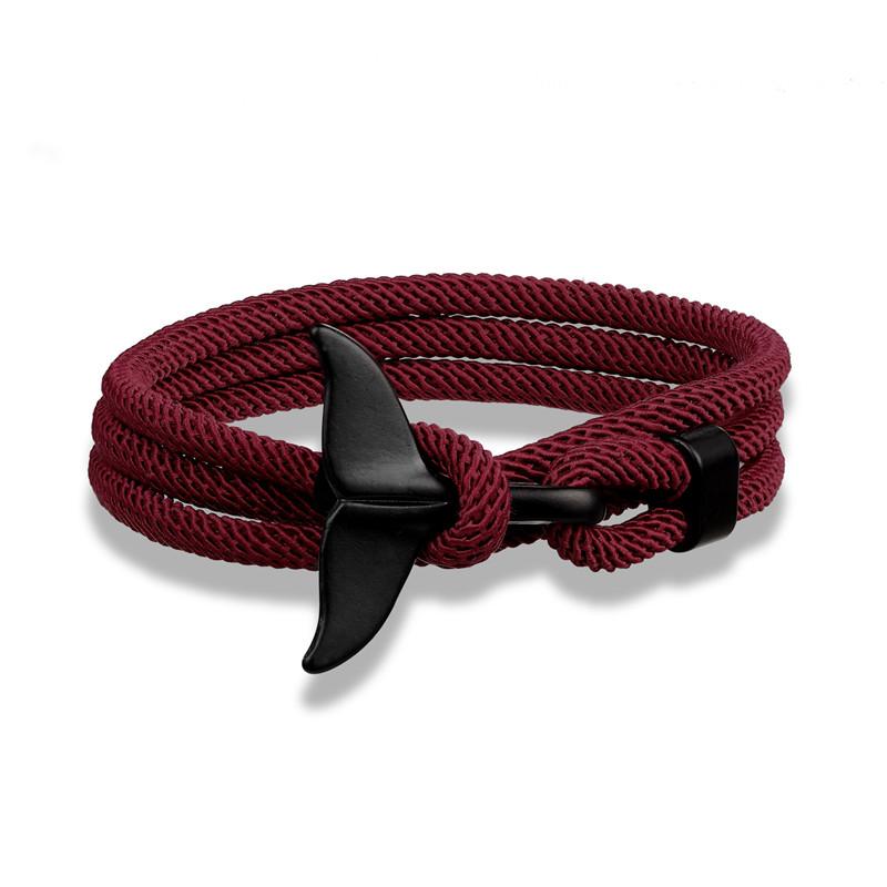Whale Tail Anchor Bracelets Men Multilayer Charm Rope Chain Bracelet Male Women Navy Wrap Metal Sport Hook