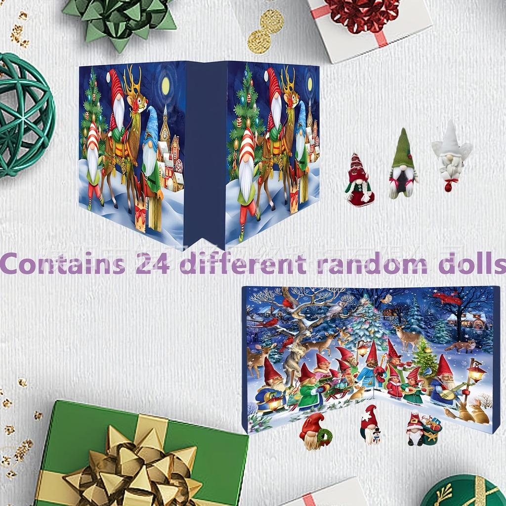 Cross-Border 24-Day Christmas Advent Calendar Resin Gnome Ornament Set