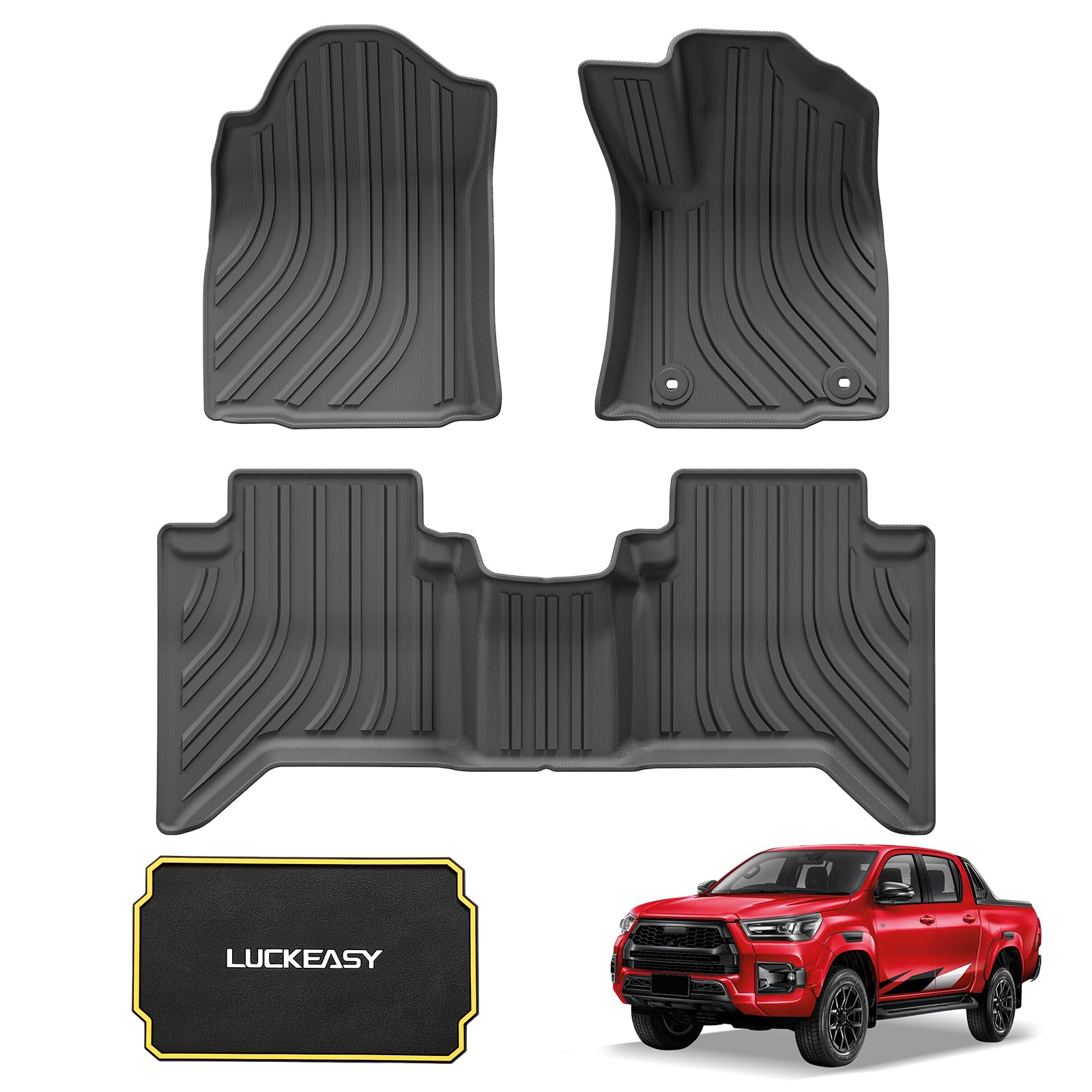 

LUCKEASY Toyota Hilux GUN125 Эксклюзивные 3D Автомобильные Резиновые Коврики для Автоматического Hilux GUN125 REVO 3D Защитные Внутренние Автомобильные Коврики для Ног от Пятен 3 шт. Комплект чёрный