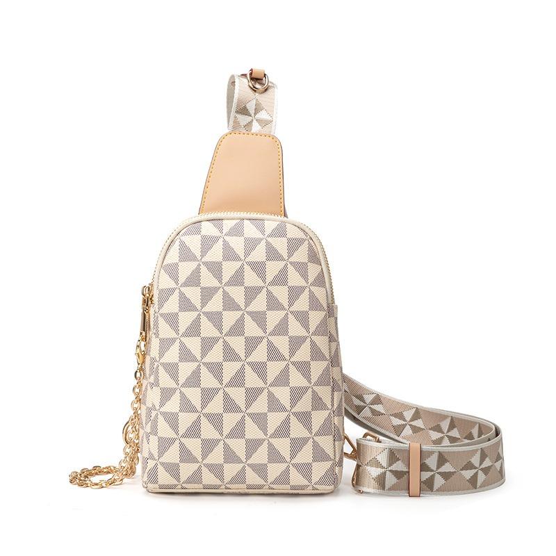 Fashion Men's and Women's Shoulder-printed Breast Bag Light Luxury Texture Casual Men's Simple Change Small Backpack Tide