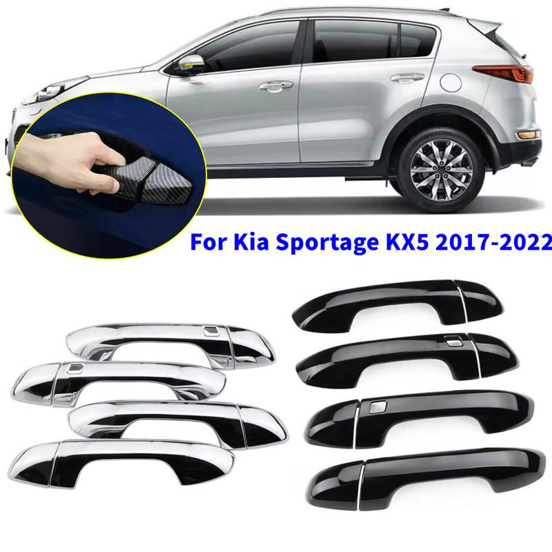 

For Kia Sportage KX5 2017- Car Door Handle Cover Exterior Moulding Trim Overlay Stciker Protector Accessories Silver - No Smart