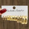 10Pcs Vintage Geometric Gold Metal Earrings Set for Women Punk Pearl Creative Drop Earring Atmospheric Metal Jewelry