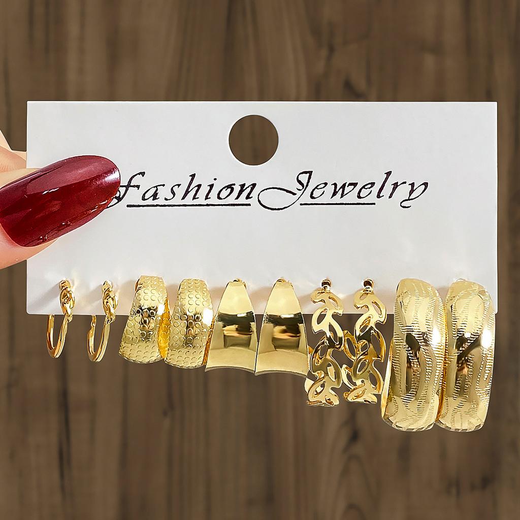10Pcs Vintage Geometric Gold Metal Earrings Set for Women Punk Pearl Creative Drop Earring Atmospheric Metal Jewelry