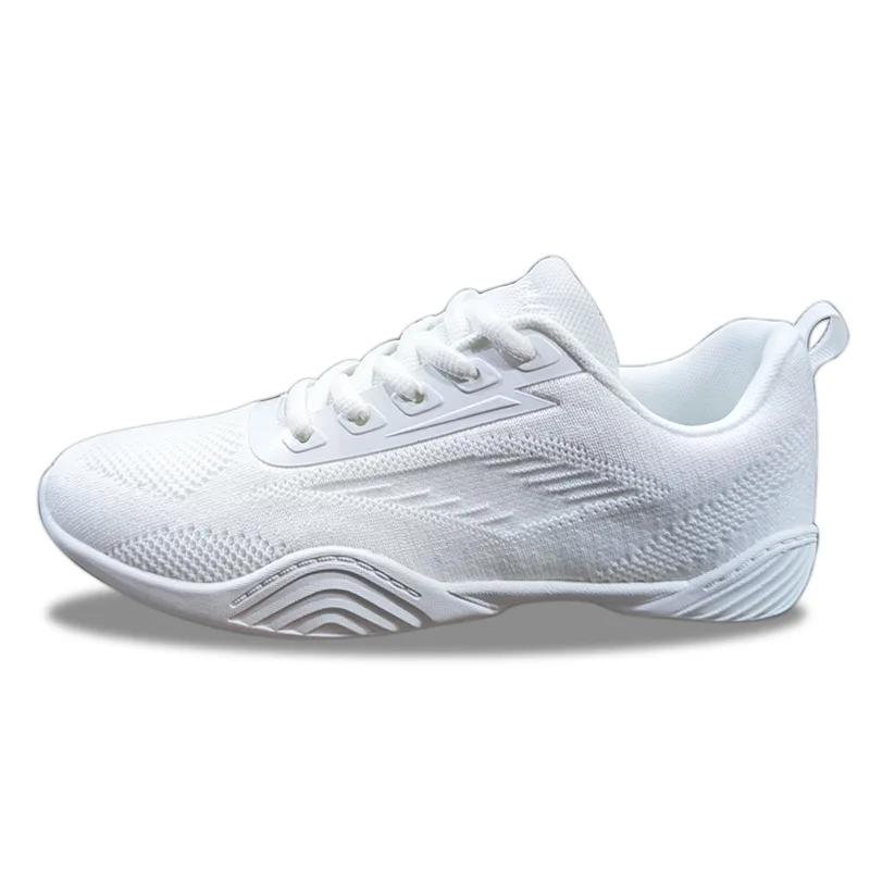 Breathable Sneakers Mesh Dance Shoe Fitness Athletic Aerobics Shoes Cheerleading Training Shoe Women White Running Shoes
