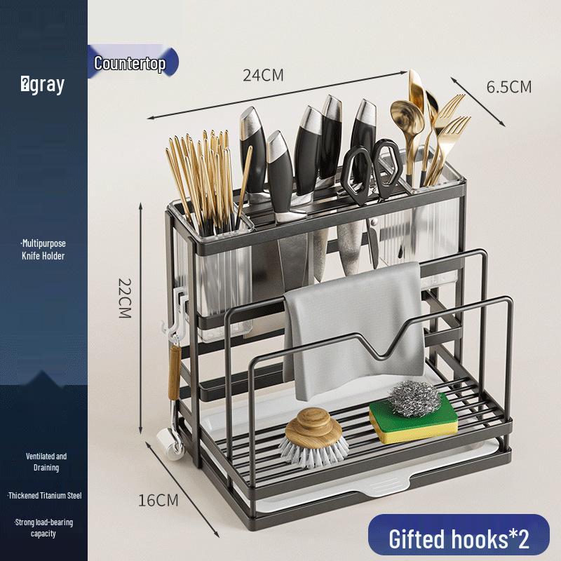 Wall-Mounted Kitchen Knife & Utensil Holder: Multifunctional Stainless Steel Rack for Pot Lids, Chopsticks, and Cutting Boards.
