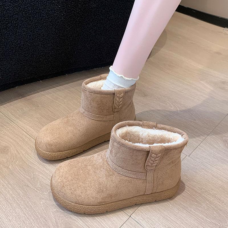 Echte Pelz integrierte Schneestiefel mit dicker Sohle für Kinder, gefüttert und verdickt, um im Winter warm zu halten, neue Schnee-Baumwollschuhe im Winter