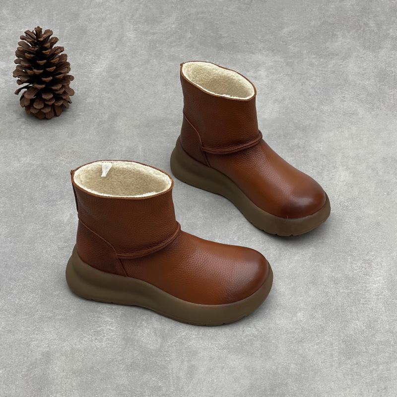 Baumwollschuhe, Schneestiefel mit dicker Sohle, Warme Baumwollstiefel mit Fleecefutter, Lässige Damenstiefel