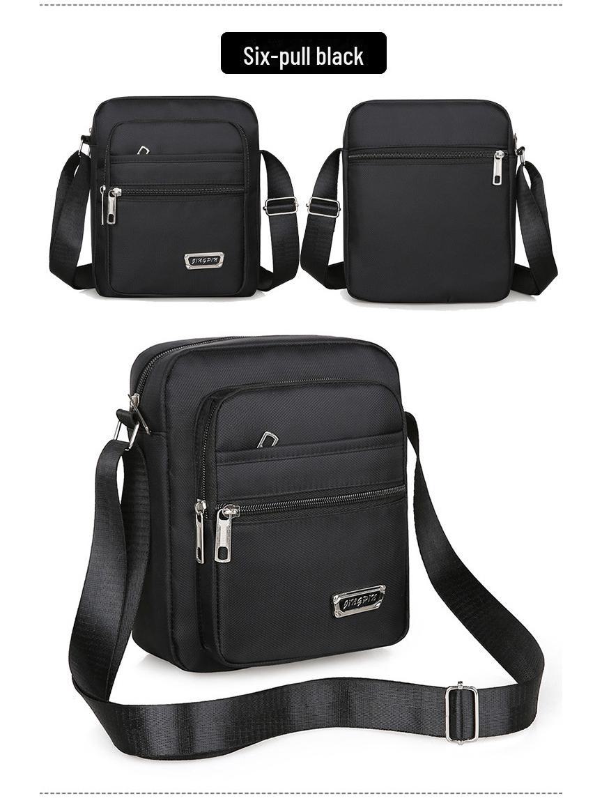 

Корейская водонепроницаемая многослойная сумка через плечо большой емкости для мужчин и женщин 6 zipper чёрный