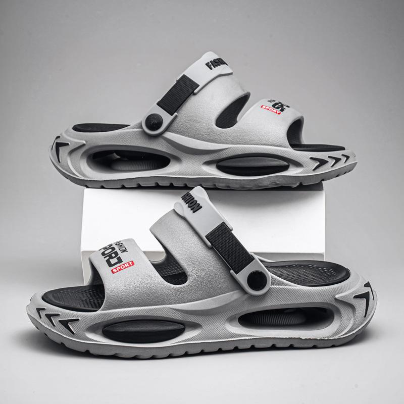 Summer new trendy versatile personalized sandals Korean version thick-soled stepping on shit feeling two wear trendy brand one-word beach sandals