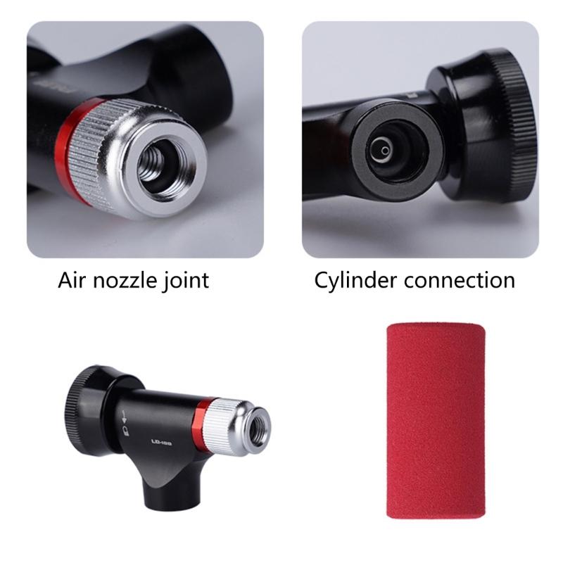 Portable CO2 Inflator Head Road Bike Tire Inflator CO2 Tyre Filler Air Pumps with Pressure Gauge & Insulated Sleeve