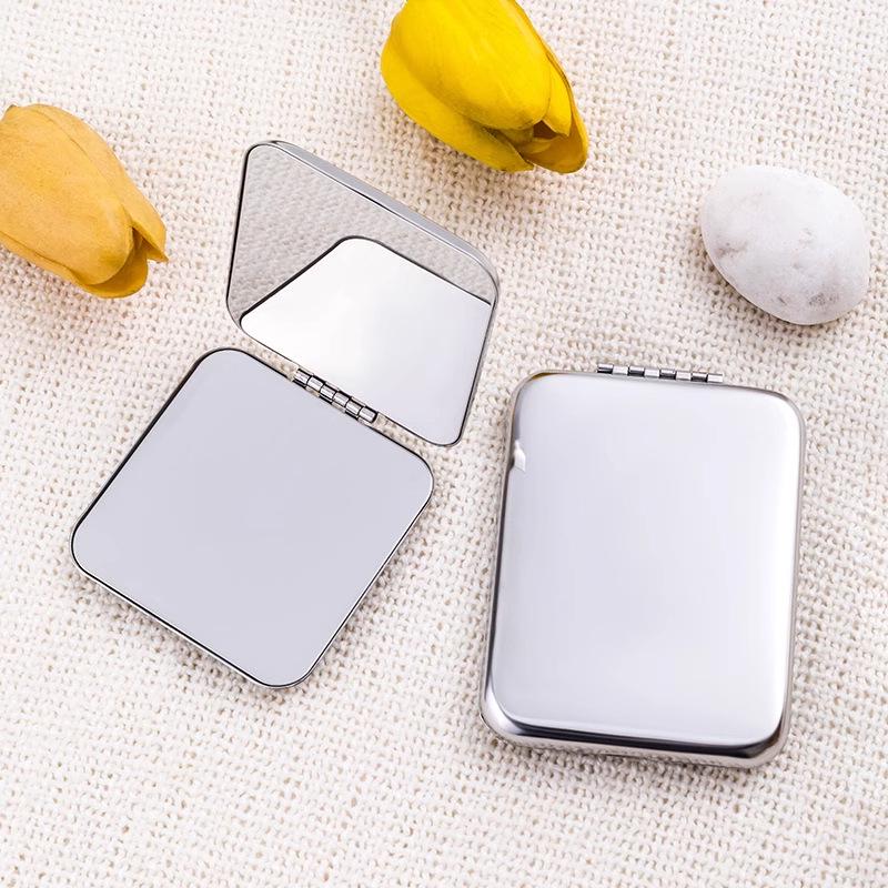 Double-Sided Folding Makeup Mirror: Portable, Stainless Steel, Drop-Resistant, Standable