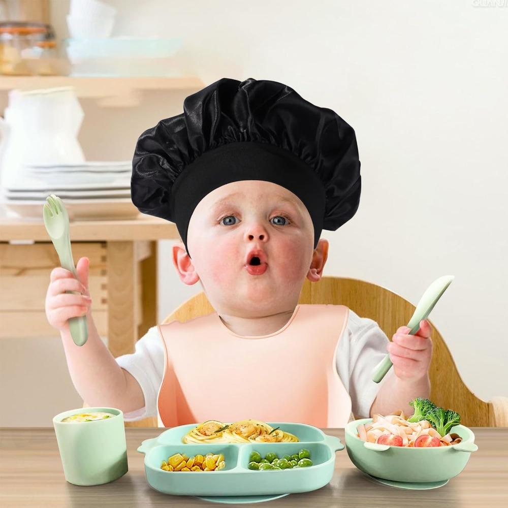 3 Stück Seidenhaube für Kinder zum Schlafen, Satin-Haube für Mädchen und Jungen, Weiche Schlafhaube für Kleinkinder und Teenager, Schwarz Blau Rosa